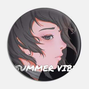 Summer Vibe - BLACK - Anime Art T-Shirt Pin
