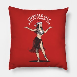 Emerald Isle, NC Christmas Vacationing Holiday Hula Girl Pillow