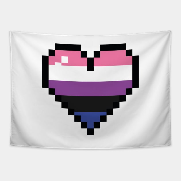 Genderfluid 8 bit heart Tapestry by MandyDesigns