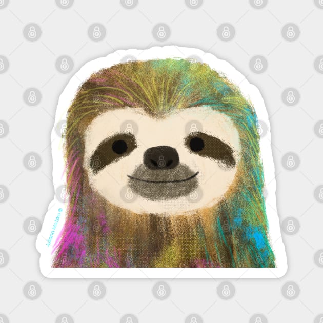 Colorful Sloth Magnet by julianamotzko