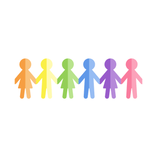 Rainbow Coloured Paper People Or Doll Chain T-Shirt