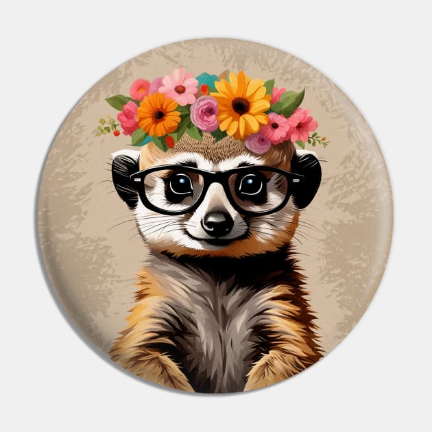 Funny Monty Baby Meerkat Wearing Glasses Pin by LittleBean