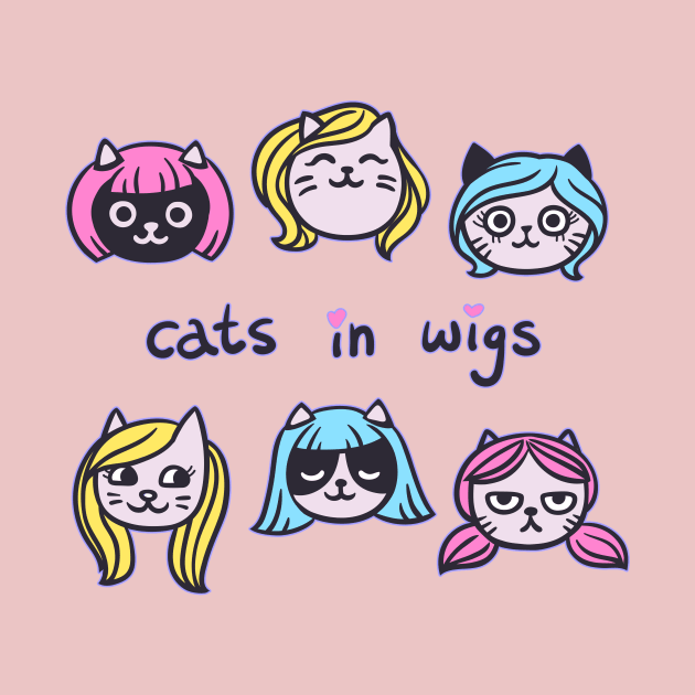 Cats In Wigs by LittleBunnySunshine