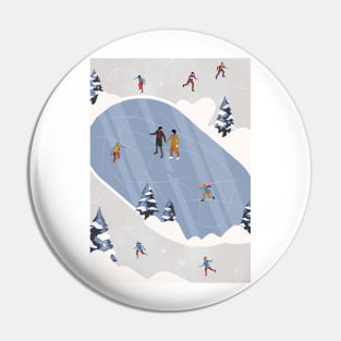 Winter Family Ice Skating Pin