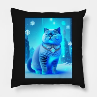 Glowing British Shorthair kitten art piece Pillow