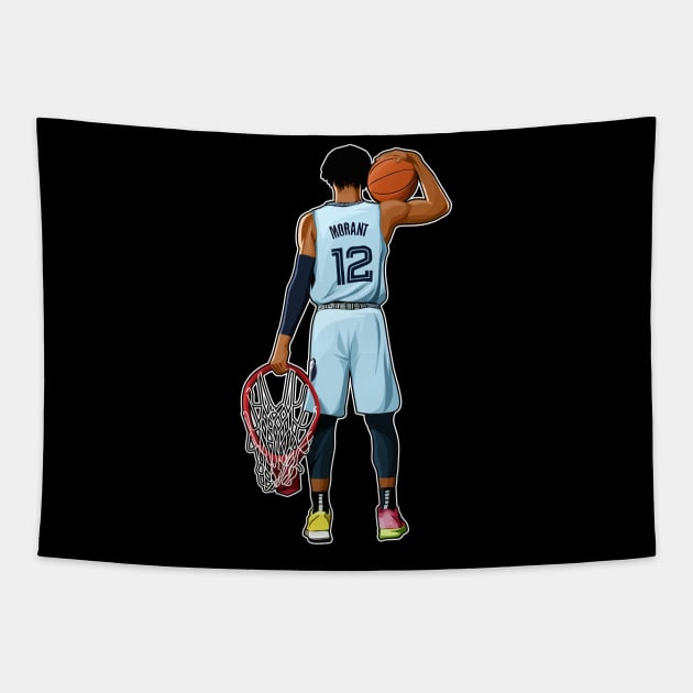 Ja Morant #12 Poses Tapestry by 40yards