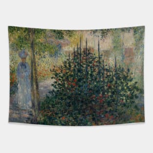 Camille Monet in the Garden at Argenteuil by Claude Monet Tapestry