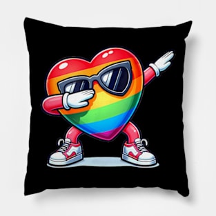 Dabbing Heart LGBT Gay Pride Ally Bi Pillow