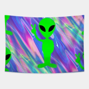 alien hologram print Tapestry