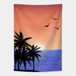 Sunset over the sea Tapestry