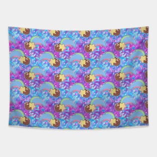 Shooting Star Sloth Pattern Tapestry