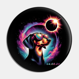 Celestial Dachshund Eclipse: Trendy Tee for Wiener Dog Enthusiasts Pin