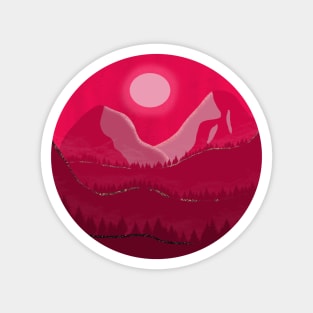 Pink abstract mountain landscape Magnet