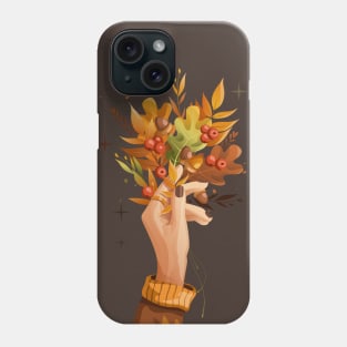 Autumn bouquet with rowan and oak leaves Phone Case