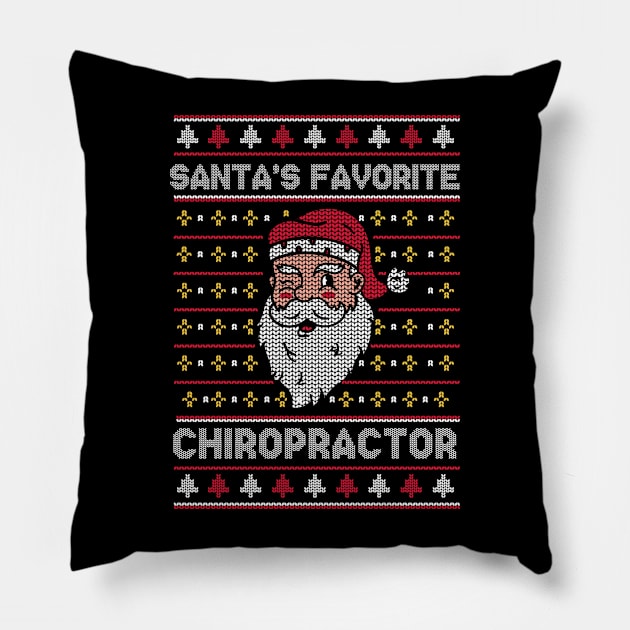 Santa's Favorite Chiropractor // Funny Ugly Christmas Sweater // Chiro Holiday Xmas Pillow by Now Boarding