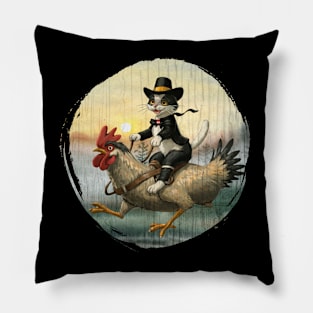 Tuxedo-cat-on-a-chicken Pillow