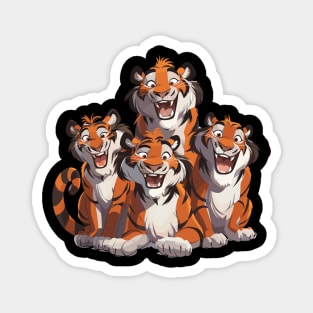 Group of Happy Tigers Smiling at the Viewer Magnet