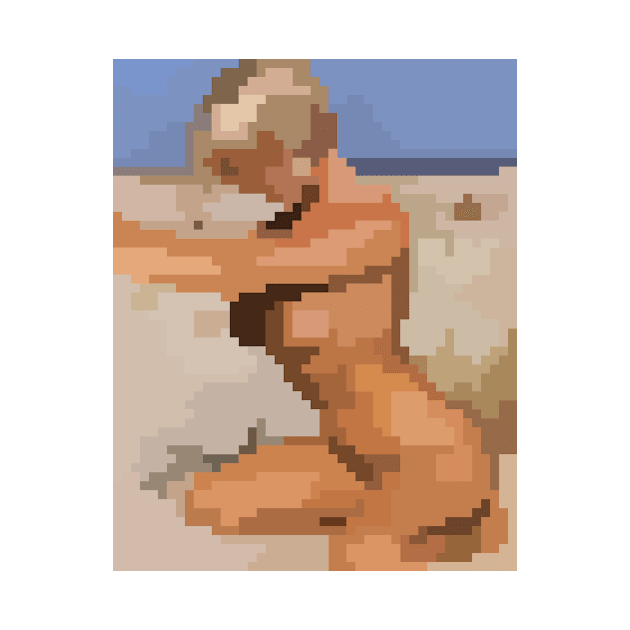 Summer  Nude Girl on the beach / Pixel art nananked Retro Blonde by Dmitry_Buldakov