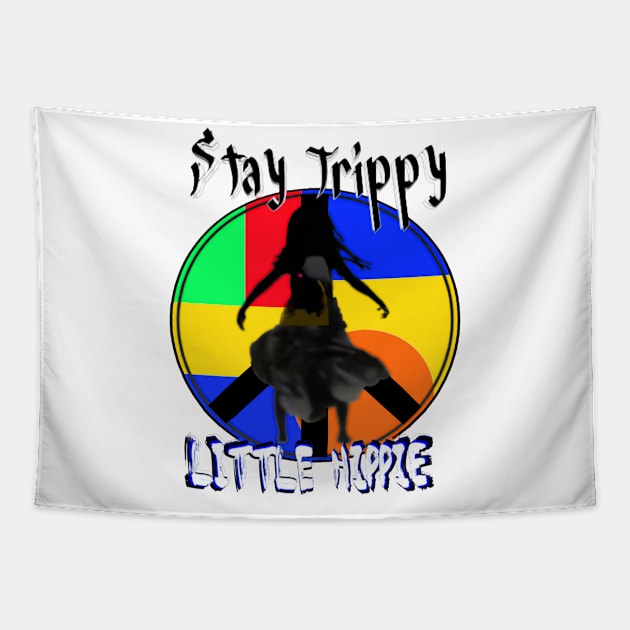 Stay trippy little hippie - Colorful take on the peace sign Tapestry by Trippy Critters