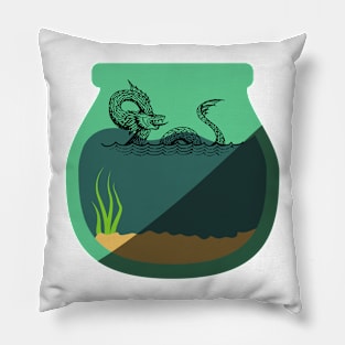 sea monster in a fishbowl Pillow