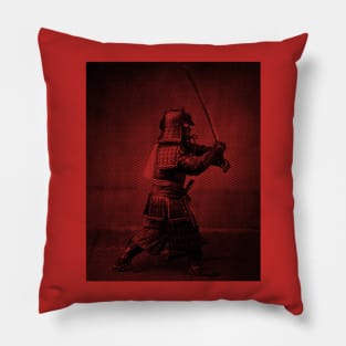 Samurai in black and white Pillow