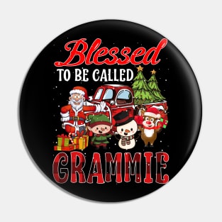 Blessed To Be Called Grammie Christmas Buffalo Plaid Truck Pin