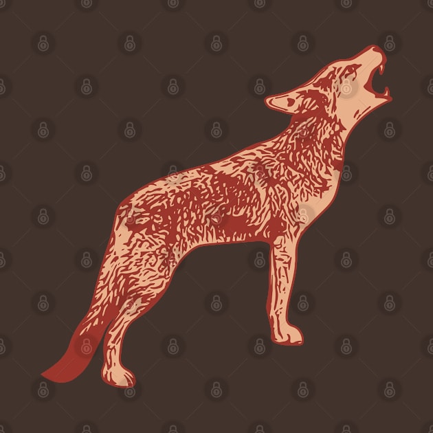 Coyote Howling Linocut Style by Spatium Natura