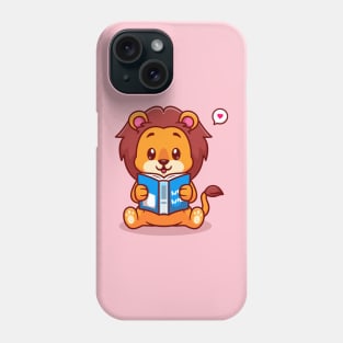 Cute Baby Lion Reading Book Cartoon Phone Case