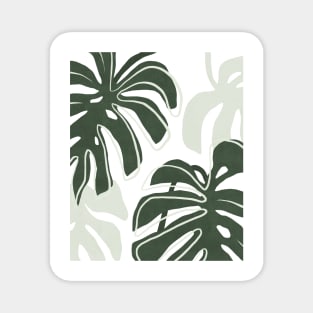 Green Monstera leaves pattern Magnet