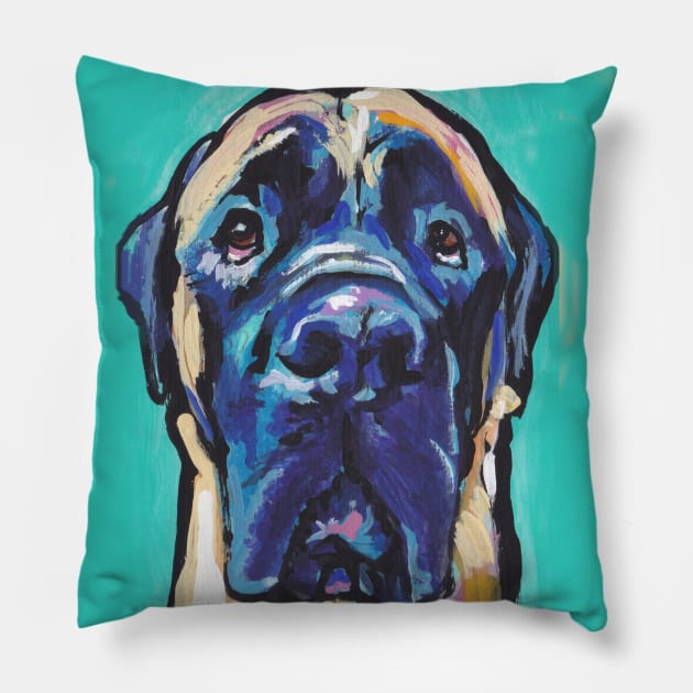 English Mastiff Dog Pop Art Pillow by bentnotbroken11