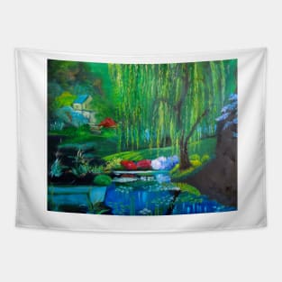 Hidden Home on Monet's Pond Tapestry