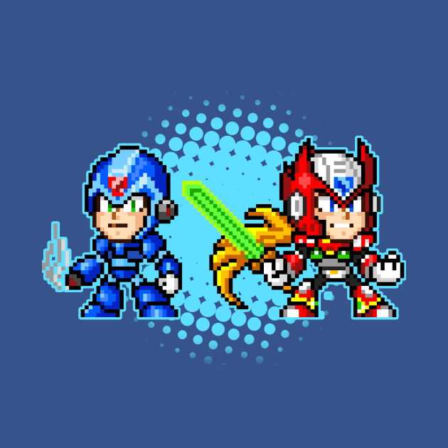 Mega Man X and Zero Pixel by geekmythology