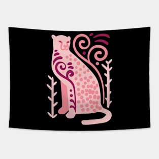 Floral Pink Cat Tapestry