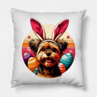 Affenpinscher in Easter Bunny Ears Celebrating Spring Pillow