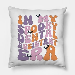 In My Spooky Dental Assistant Era Retro Dentist Dental Squad Halloween Pillow