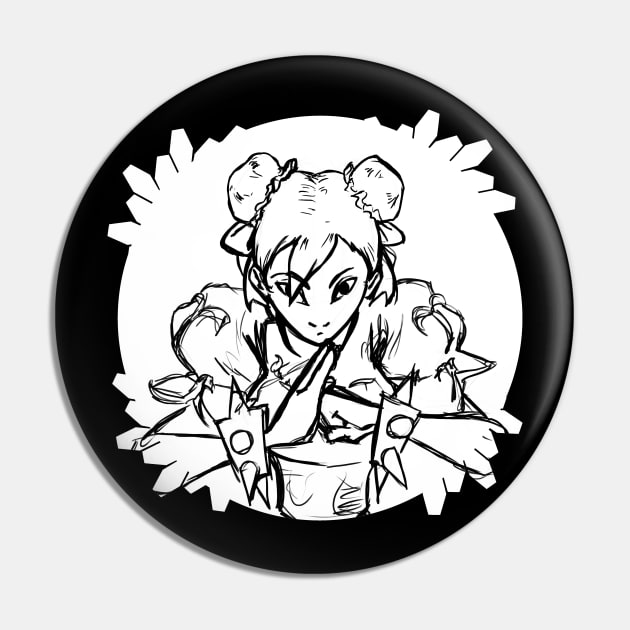 Kicking Queen Sketch Pin by BaconBabyArt