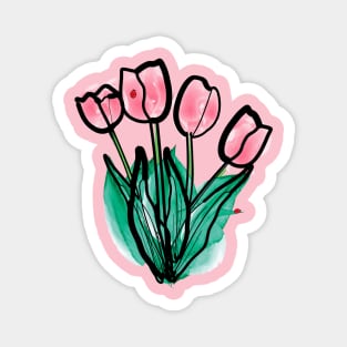 watercolor pink tulips Magnet