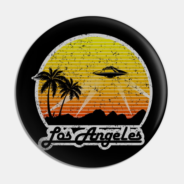 Retro Battle for Los Angeles UFO Pin by sfcubed