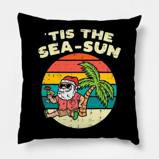 Tis The Sea Sun Santa Beach Summer Christmas In July Summer Pillow