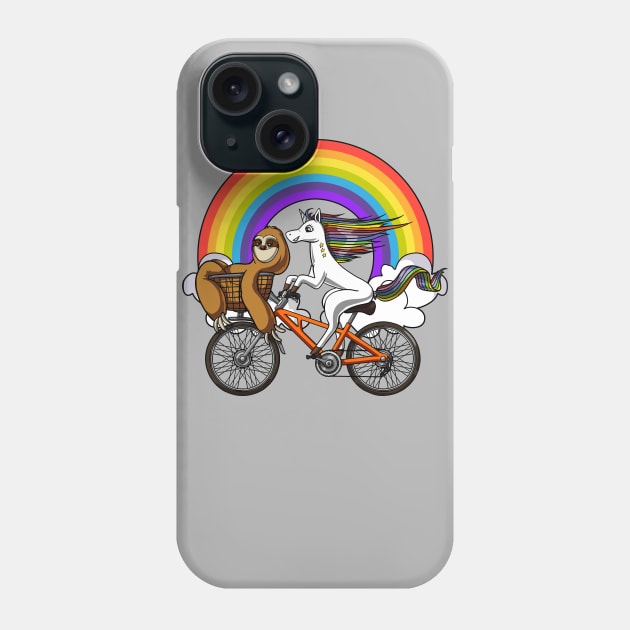 Unicorn Sloth Riding Bicycle Phone Case by underheaven