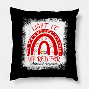 Light It Up Red For Autism Acceptance Red Instead Pillow