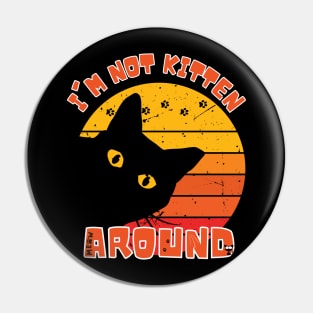 Vintage Sunset with Cat Silhouette and Pun Text Pin