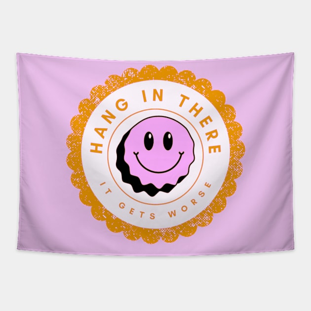 Hang In There Smiley Face Tapestry by ROLLIE MC SCROLLIE