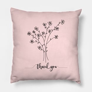 Thank you! Floral Line Art Pillow