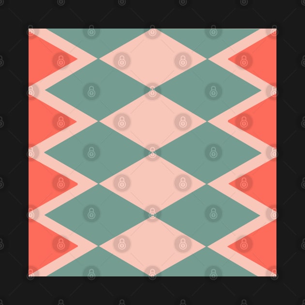 Teal Orange Tile Retro by Hellbender Creations