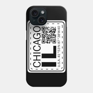 New Vintage Travel Location Qr Chicago IL Phone Case