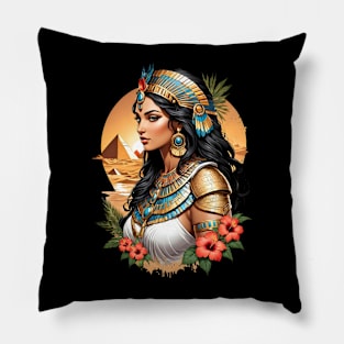 Cleopatra Queen of Egypt retro vintage floral design Pillow