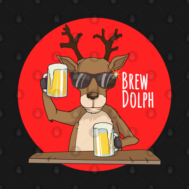 Discover Rudolph Brewdolph Reindeer Funny Beer Christmas Craft Beer - Christmas Drinking - T-Shirt