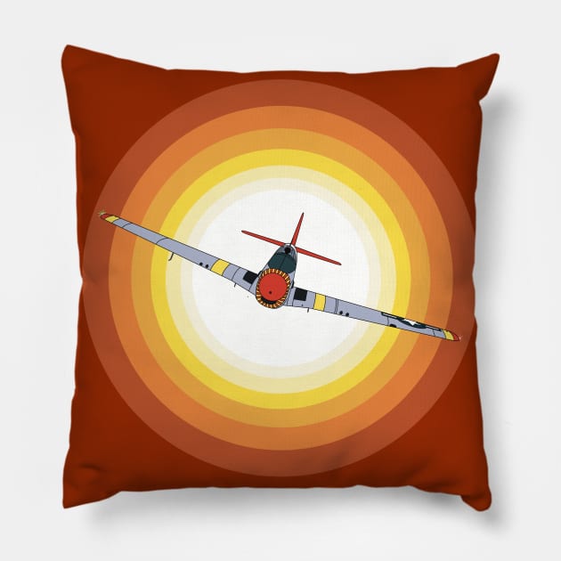 P-51 Mustang Sunset Pillow by Kassi Skye