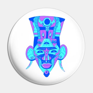 Blue African Mask 6 Pin